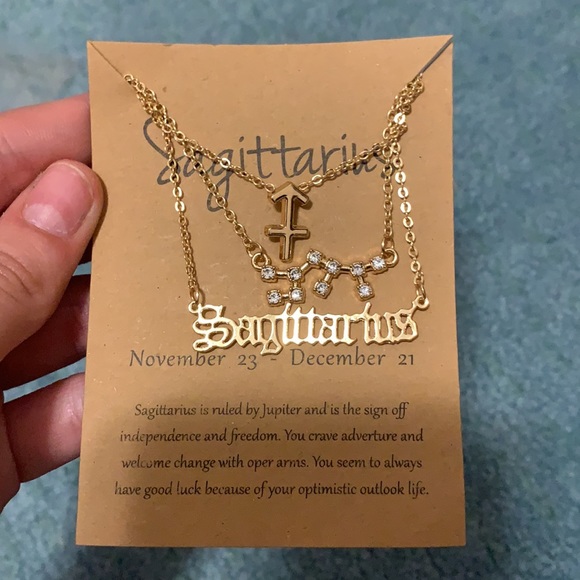 3 piece Sagittarius necklace set with sighn consolation and name of star sign - Picture 2 of 2